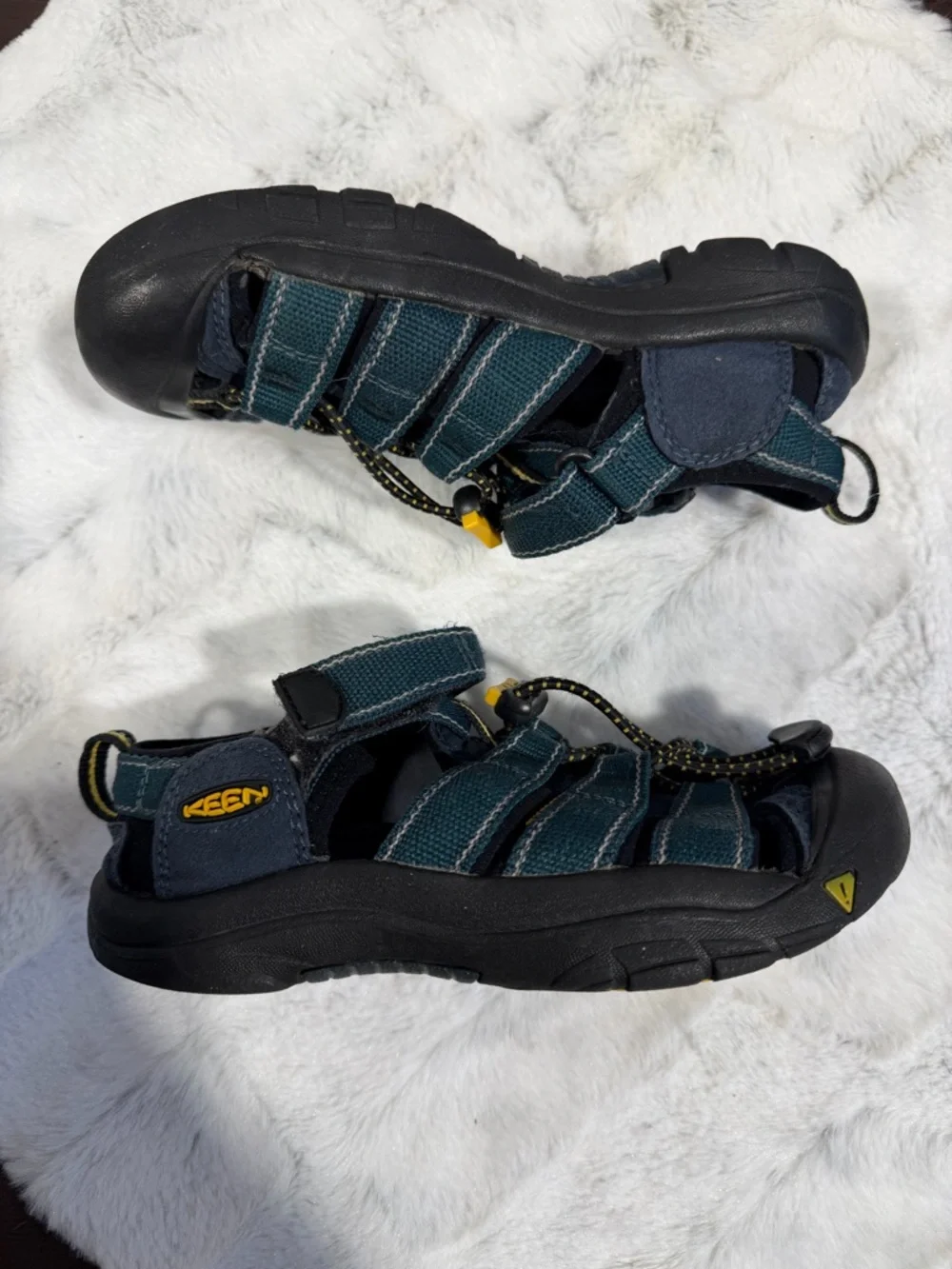 Kids Outdoor Sport Sandals - Dark Teal with Yellow Accents youth size 2